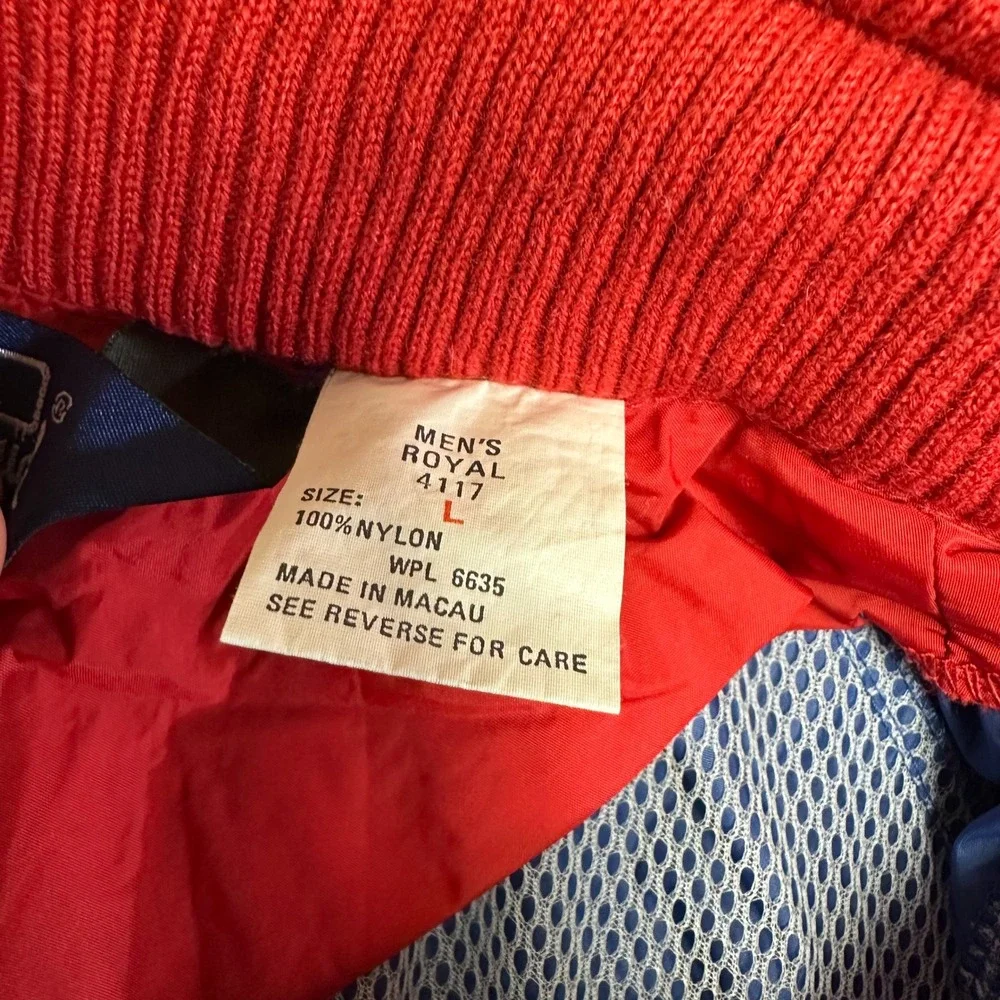 Vintage Woolrich Mens Royal 4117 Colorblock Nylon Windbreaker Jacket Blue Red L